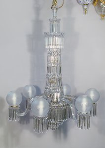 Victorian chandelier with crystal pendants by English School